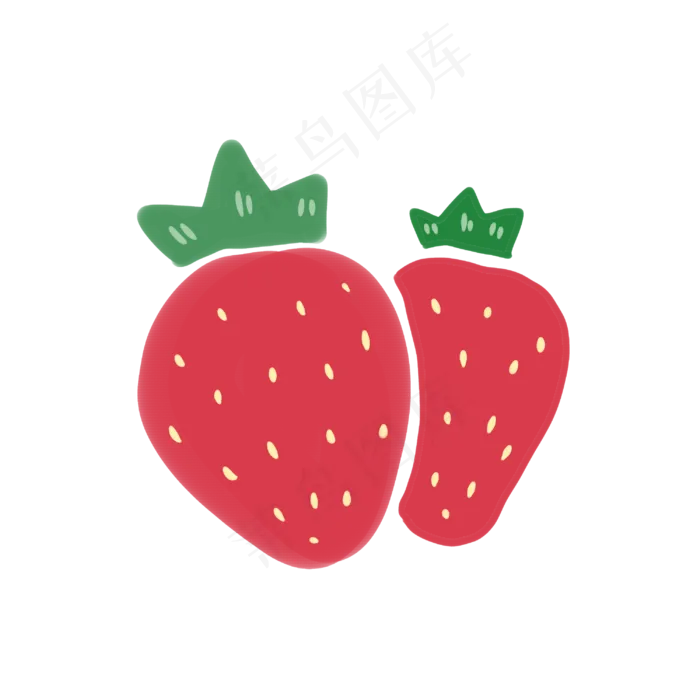 手绘水果草莓两只(3000X3000(DPI:299))psd模版下载