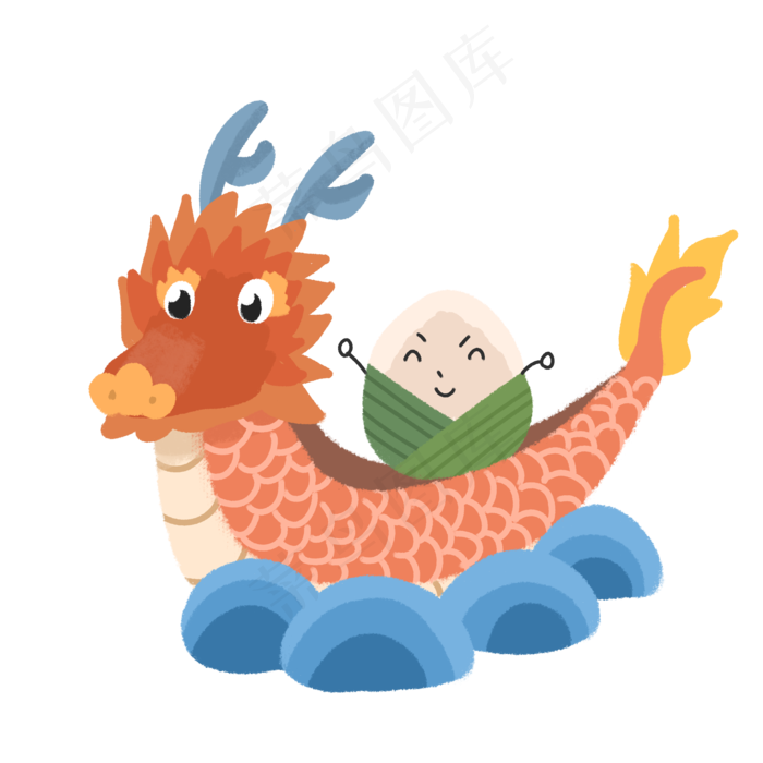 免扣粽子赛龙舟元素