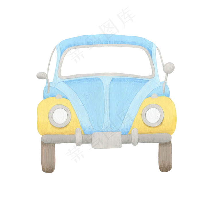 蓝色卡通行驶的小汽车(3545X5315(DPI:300))psd模版下载