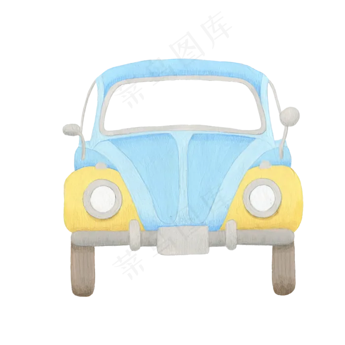 蓝色卡通行驶的小汽车(3545X5315(DPI:300))psd模版下载