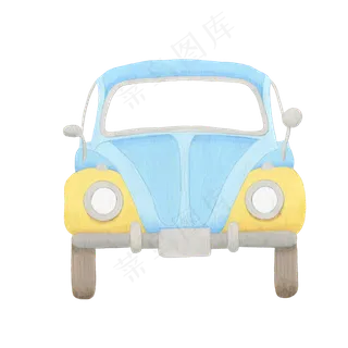 蓝色卡通行驶的小汽车