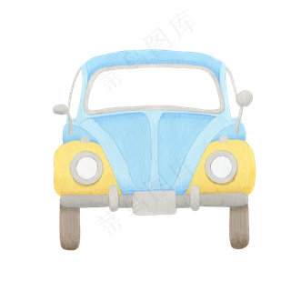 蓝色卡通行驶的小汽车