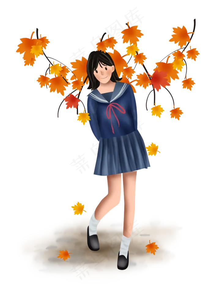 开学季秋季水手服女学生(2480X3508(DPI:300))psd模版下载