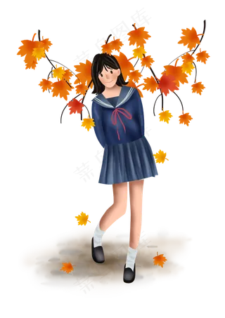 开学季秋季水手服女学生