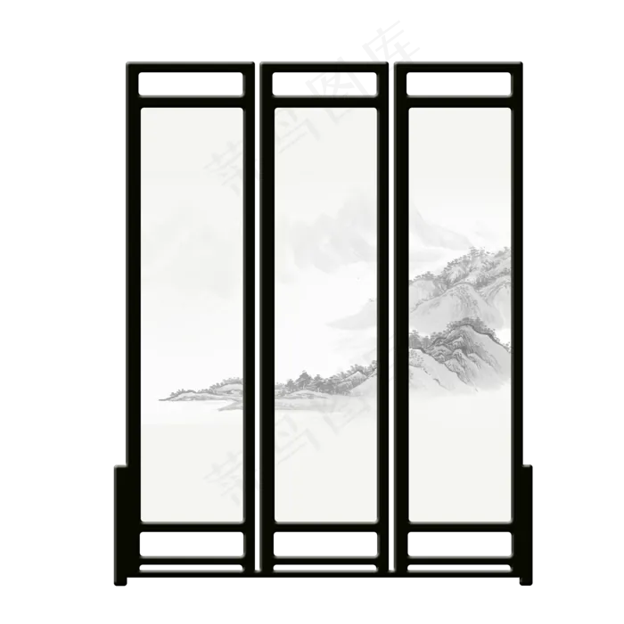 山水风景画屏风