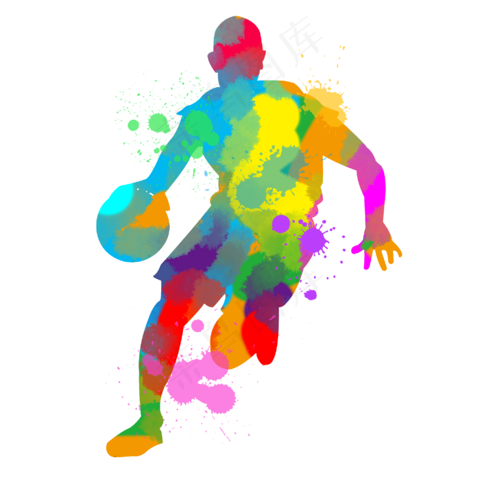彩色体育运动水彩篮球