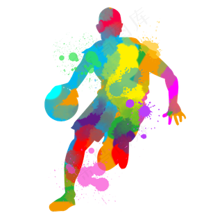 彩色体育运动水彩篮球