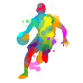 彩色体育运动水彩篮球