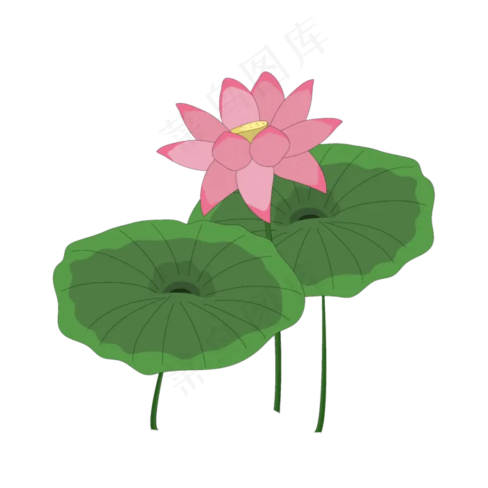 卡通粉色荷花荷叶矢量图(2000X2000(DPI:300))ai矢量模版下载