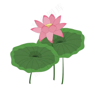 卡通粉色荷花荷叶矢量图