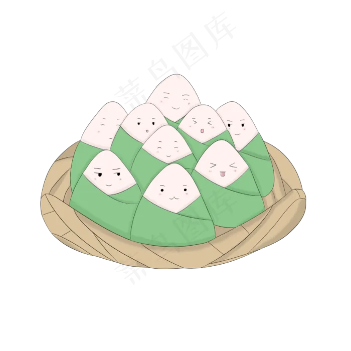 一堆可爱的粽子卡通粽子(3000X3000(DPI:72))psd模版下载