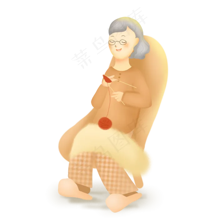 织毛衣的老奶奶形象(3000X3000(DPI:300))psd模版下载
