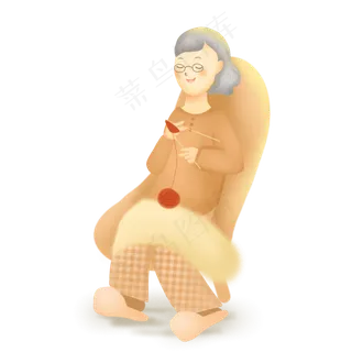 织毛衣的老奶奶形象