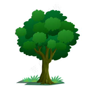 矢量卡通绿色的树木,免抠元素