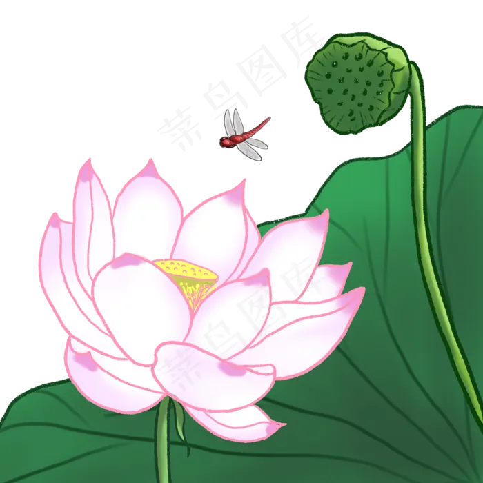 荷花春夏荷塘景色中国风国画(2000X2000(DPI:300))psd模版下载