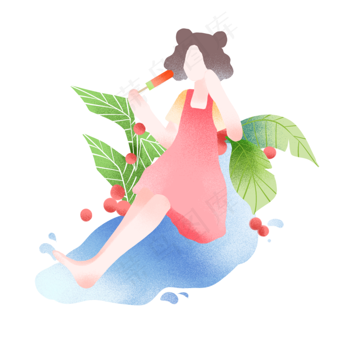 立夏吃冰淇淋女孩
