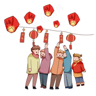 元宵节逛灯会猜灯谜,免抠元素