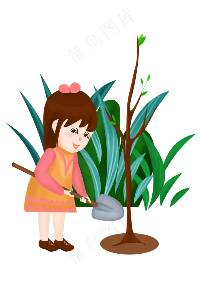 植树节植树的小女孩
