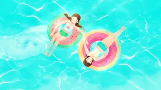 夏日女孩游泳配图