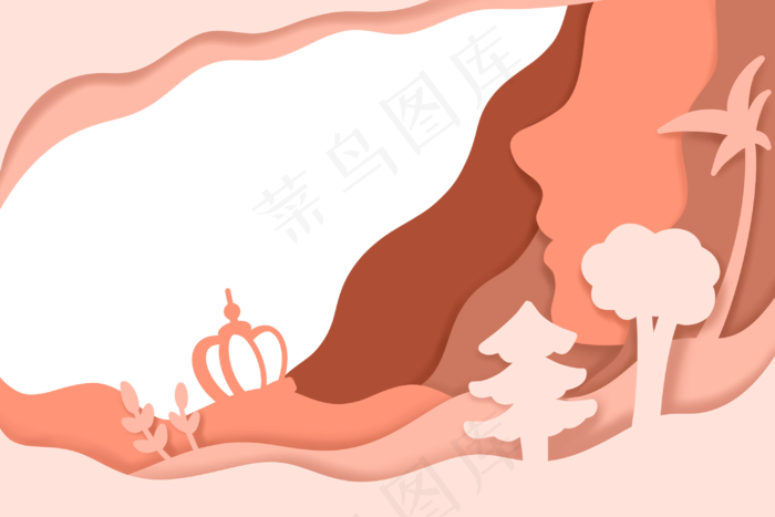 立体女王节剪纸边框,免抠元素(3000X2000(DPI:300))psd模版下载