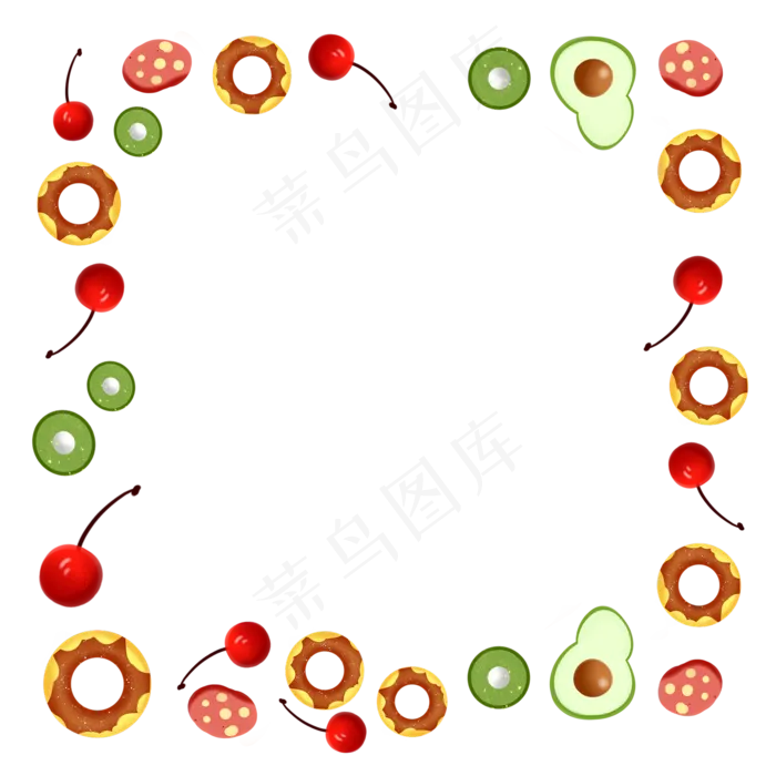 可爱水果美食边框(2000*2000px 300 dpi )ai矢量模版下载