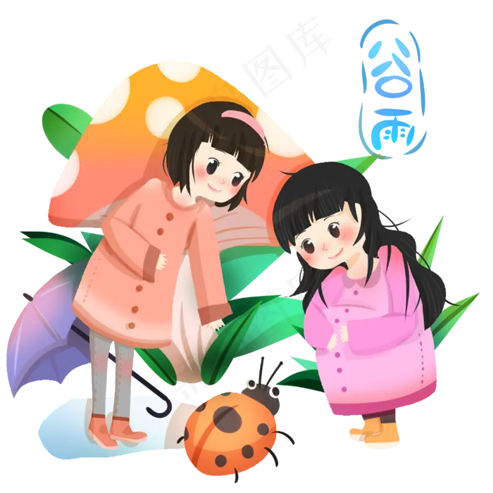 谷雨观看虫子的女孩(3000X3000(DPI:299))psd模版下载