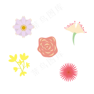 中秋节手绘彩色花朵国庆