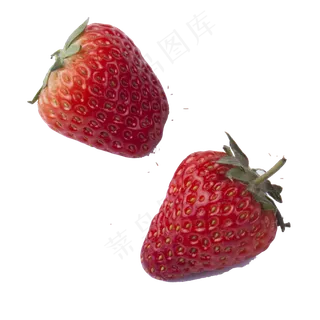 二个红色的草莓免抠图