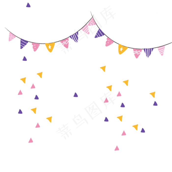 生日派对飘带彩旗,免抠元素(2000*2000px 72 dpi )psd模版下载