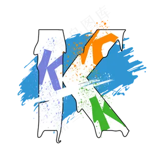 创意涂鸦白色psd字母K