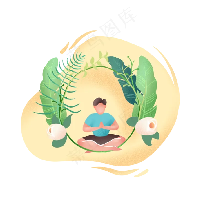 植物人类噪点风格边框,免抠元素