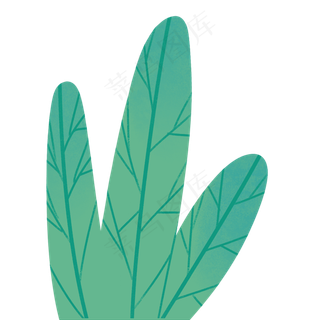 手绘卡通绿色渐变叶子免扣元素