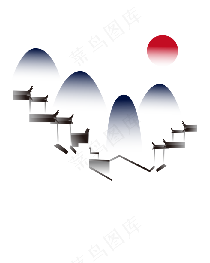 灰色古风徽派(2000X2000(DPI:300))ai矢量模版下载