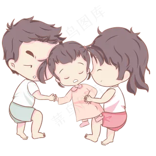520亲子季卡通一家人png素材