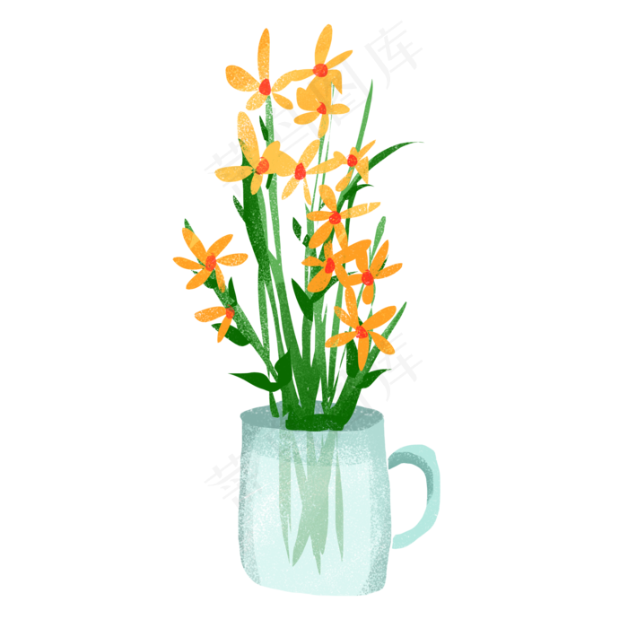 手绘复古风格插花花束