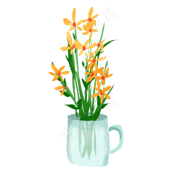 手绘复古风格插花花束(2000X2000(DPI:300))psd模版下载