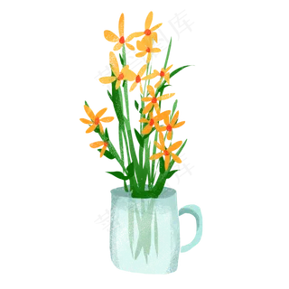 手绘复古风格插花花束 手绘复古风格插花花束