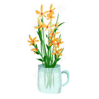 手绘复古风格插花花束