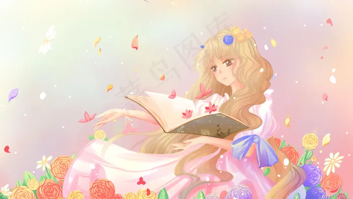粉色唯美卡通春季春天花季花卉美丽配图(2880X1620(DPI:300))psd模版下载