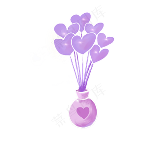 七夕情人节爱心花瓶气球元素手绘