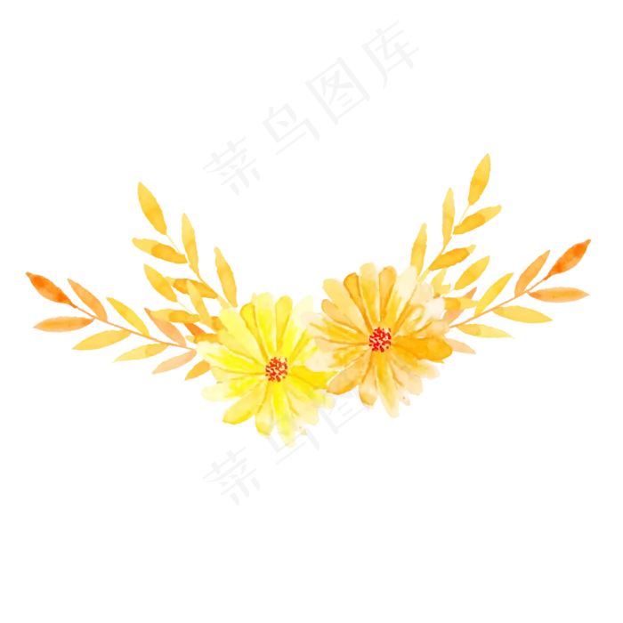 手绘免扣水彩花朵(2000X2000(DPI:300))psd模版下载