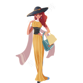 卡通时尚的女孩子,免抠元素