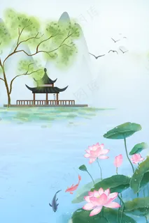 古风夏日清凉亭台楼阁荷花 古风夏日清凉亭台楼阁荷花