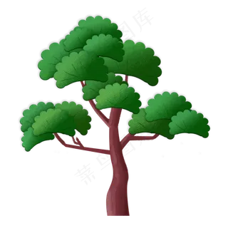 新年蜡笔质感手绘松树,免抠元素