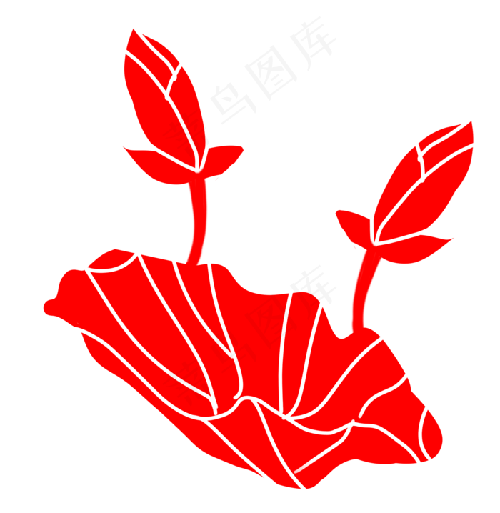 图案红色荷花装饰(1950X2000(DPI:300))psd模版下载