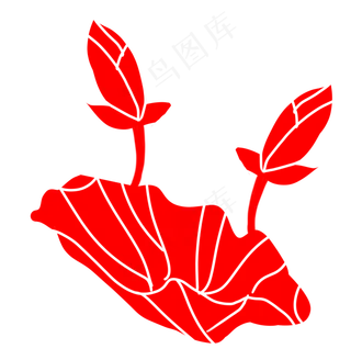 图案红色荷花装饰