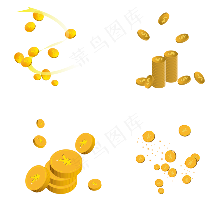 金币漂浮金币雨矢量,免抠元素(2000*2000px 300 dpi )ai矢量模版下载