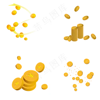 金币漂浮金币雨矢量,免抠元素