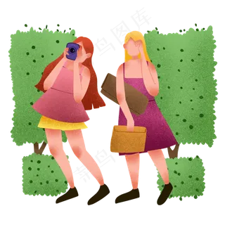 夏季闺蜜公园拍照