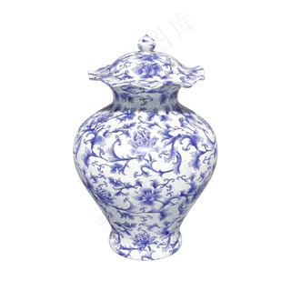 青花瓷带盖大罐子,免抠元素